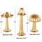 Gold Metal Mushroom Metallic Sculptures with Round Base, 3ct.